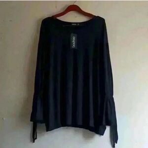 Boohoo Elegant Black Long Sleeve Top
